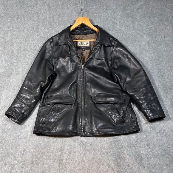 M. Julian Other - Vintage M JULIAN Wilson Black Leather Jacket Zip Front Thinsulate Mens L